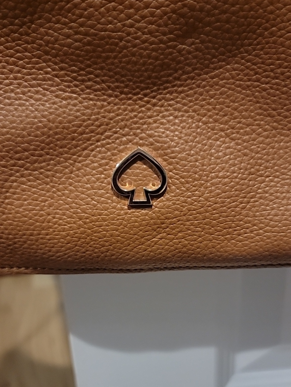 kate spade Brown Pebbled Leather Hobo Shoulder Bag with Coral Trim - Picture 4 of 15
